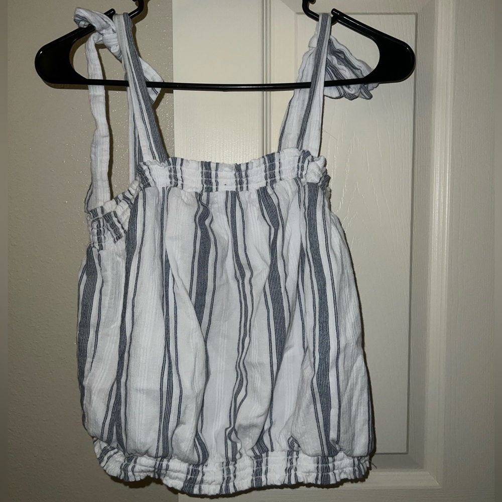 Universal Thread White Tank Top with Gray Stripe Detailing